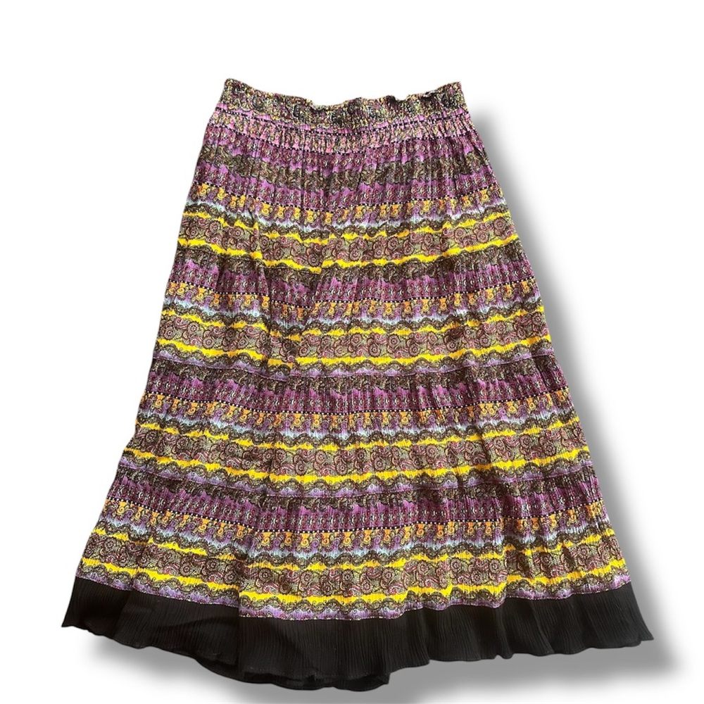 Unique Vintage Yellow and Purple Maxi Skirt